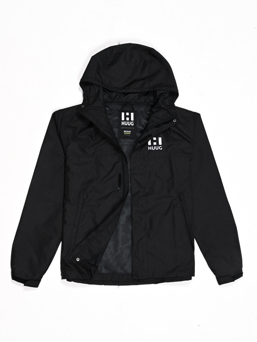 Black Hooded Windbreaker Jacket – Hueman