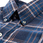 Men Blue Plaid Flannel Button Down Shirt