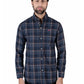 Men Blue Plaid Flannel Button Down Shirt