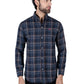 Men Blue Plaid Flannel Button Down Shirt