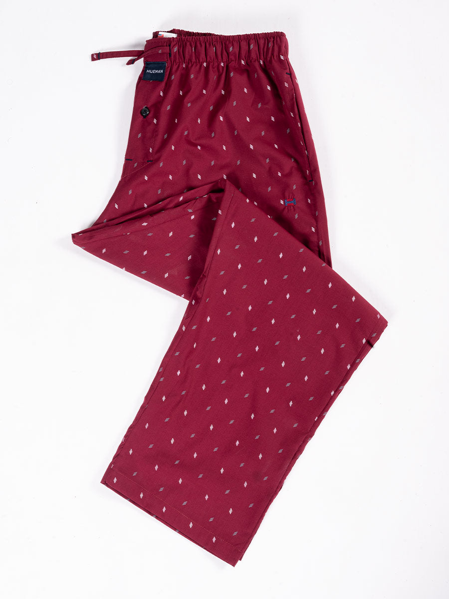 Men Burgundy Premium Triple Beam 100% Cotton Pajama