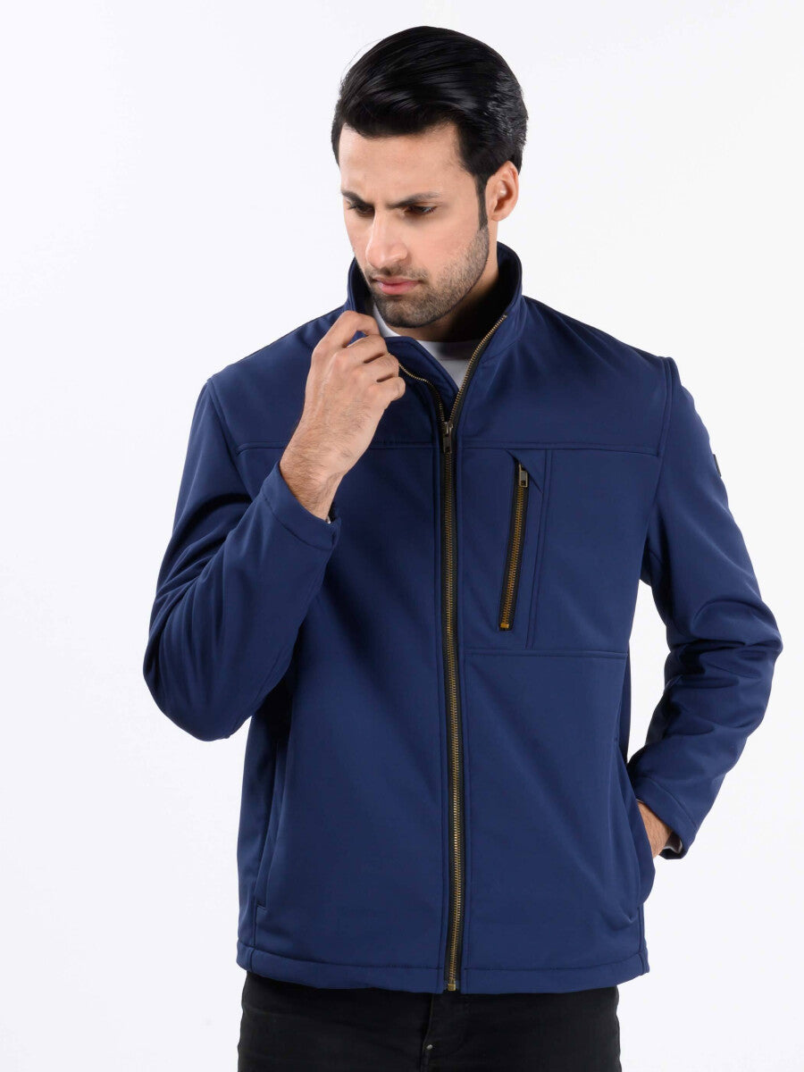 Men Navy Blue Softshell Jacket – Hueman