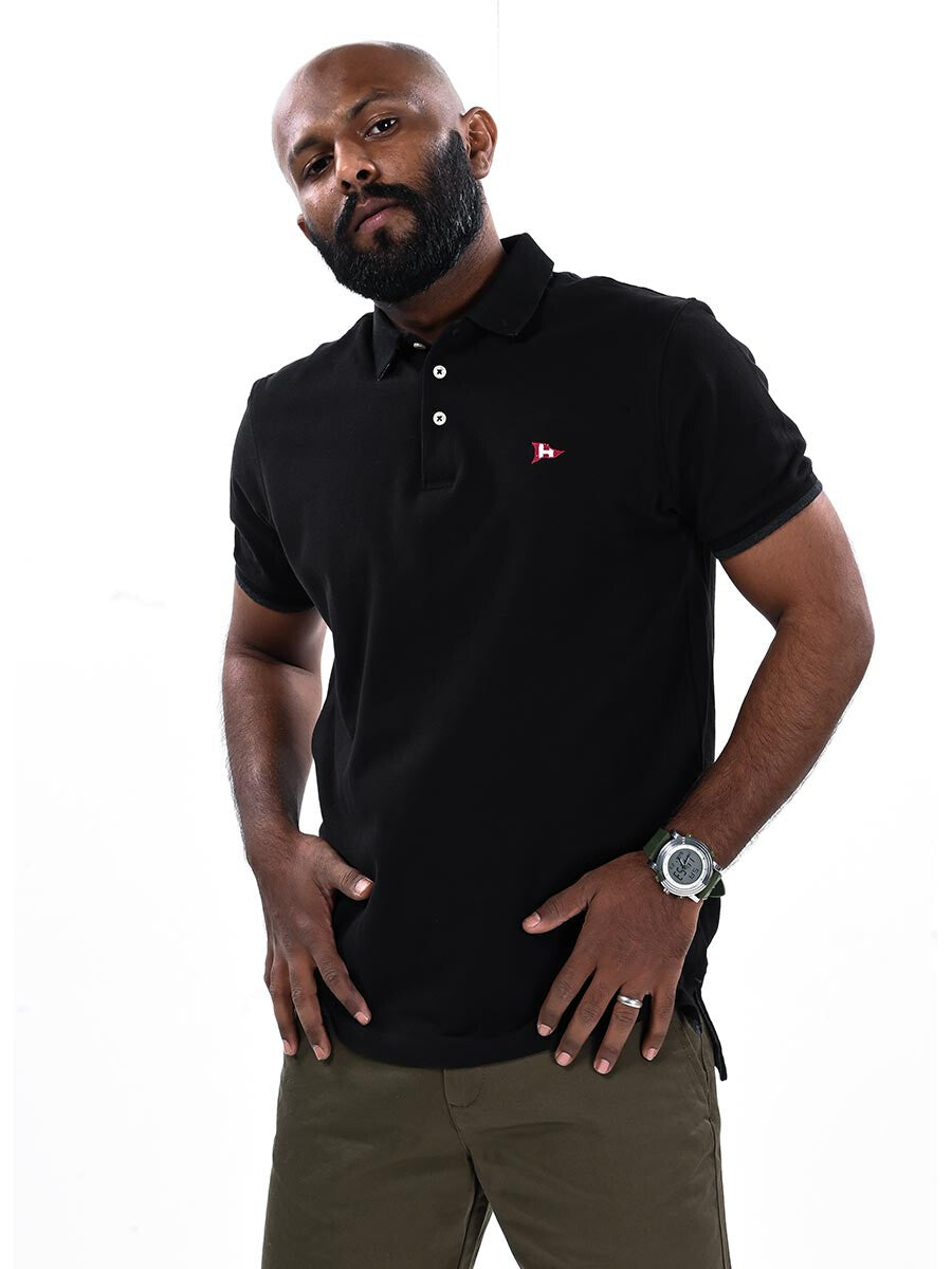 Men s Black Iconic Mesh Regular Fit Short Sleeve Polo Shirt